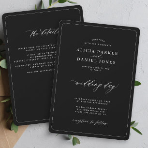 Invitation Mariage élégant noir et blanc tout en un