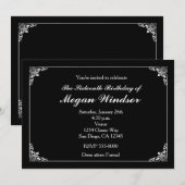 Invitation Mariage élégant noir et blanc vintage (Devant / Derrière)