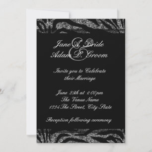 Invitation Mariage élégant noir et blanc zèbre