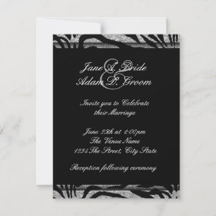 Invitation Mariage élégant noir et blanc zèbre