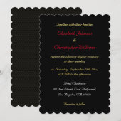 Invitation Mariage élégant noir Faux or argent personnalisé (Devant / Derrière)
