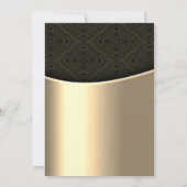 Invitation Mariage élégant noir luxe damassé or (Dos)