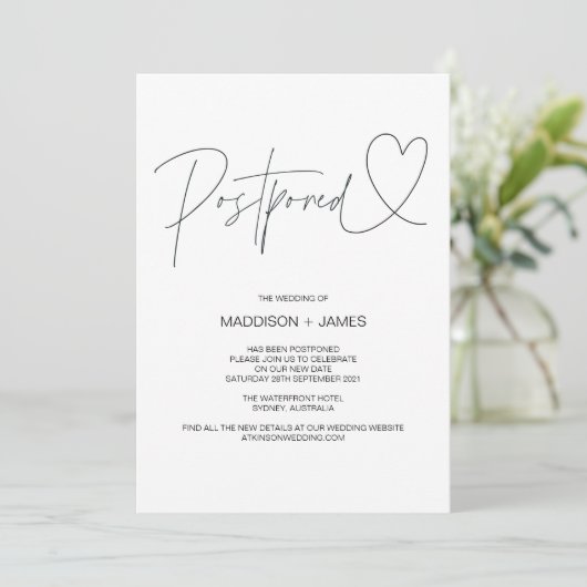 Invitation Mariage élégant Notes reportées Modifier la date (Debout devant)
