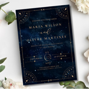 Invitation Mariage Élégant Nuit Étoilée Céleste