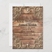 Invitation Mariage Élégant Occidental Rustique Vintage Bois D (Devant)
