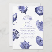 Invitation Mariage élégant Ocean Blue Seashells (Devant)