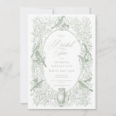 Invitation Mariage Élégant Oiseaux Verts Shower (Devant)