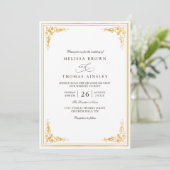 Invitation Mariage élégant or écru classique simple moderne (Debout devant)