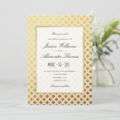 Invitation Mariage élégant or et blanc (Debout devant)