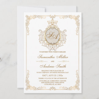 Invitation Mariage Élégant Or et Blanc
