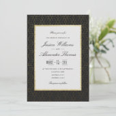 Invitation Mariage élégant or et noir (Debout devant)