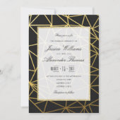 Invitation Mariage élégant or et noir (Devant)