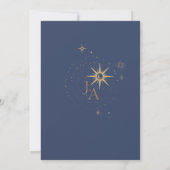 Invitation Mariage élégant or étoiles célestes bleu marine (Dos)