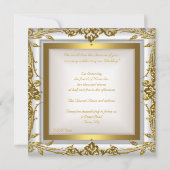 Invitation Mariage élégant Ornate Floral Blanc Or (Dos)