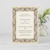 Invitation Mariage Élégant Orné de Baroque Ancien (Debout devant)