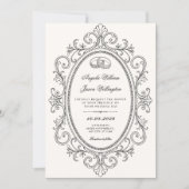 Invitation Mariage élégant orné vintage (Devant)