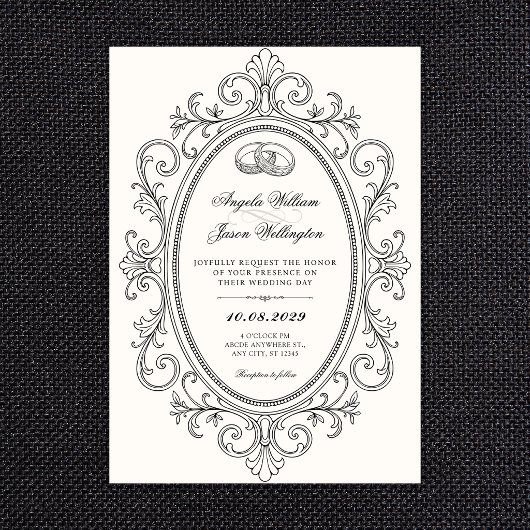 Invitation Mariage élégant orné vintage