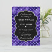 Invitation Mariage Élégant Pailleté Points Violet Glam (Debout devant)
