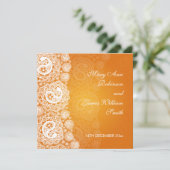 Invitation Mariage élégant Paisley Lace Orange (Debout devant)