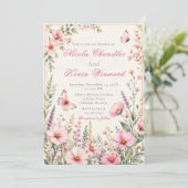 Invitation Mariage élégant papillon floral (Debout devant)