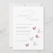 Invitation Mariage élégant papillon rose (Devant)