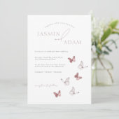 Invitation Mariage élégant papillon rose (Debout devant)