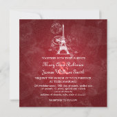 Invitation Mariage élégant Paris romantique Rouge (Dos)