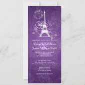Invitation Mariage élégant Paris romantique violet (Dos)