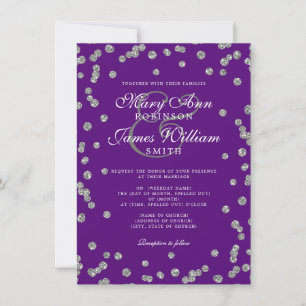 Invitation Mariage élégant Parties scintillant Argent Confett