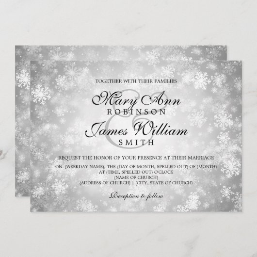 Invitation Mariage élégant Pays des merveilles hivernales Écl (Devant / Derrière)