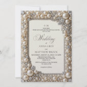 Invitation Mariage Élégant Perles (Devant)