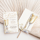 Invitation Mariage élégant perles et prosecco