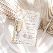 Invitation Mariage élégant perles et prosecco