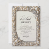 Invitation Mariage Élégant Perles Moderne (Devant)