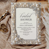 Invitation Mariage Elégant Perles Réception