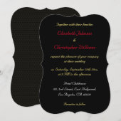 Invitation Mariage élégant personnalisé noir or argent (Devant / Derrière)
