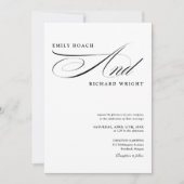 Invitation Mariage Élégant Photo Script Noir Et Blanc (Devant)