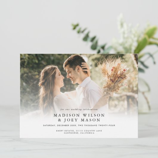 Invitation Mariage élégant Photo transition en douceur (Debout devant)
