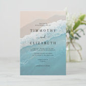 Invitation Mariage élégant plage de sable d'océan (Debout devant)