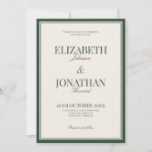 Invitation Mariage élégant QR Code Argent ancien vert Classiq (Devant)