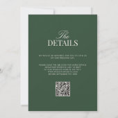 Invitation Mariage élégant QR Code Argent ancien vert Classiq (Dos)