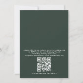 Invitation Mariage élégant QR Code Marée émeraude verte (Dos)