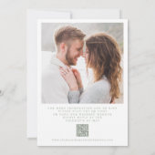 Invitation Mariage élégant QR Code Photo Classic Sage Green (Dos)