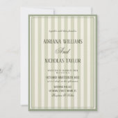 Invitation Mariage élégant rayé de vert pastel (Devant)