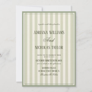 Invitation Mariage élégant rayé de vert pastel