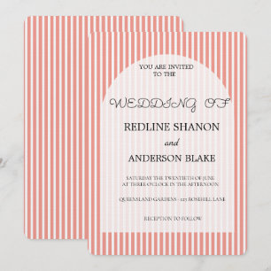 Invitation Mariage élégant rayé orange mandarine vif