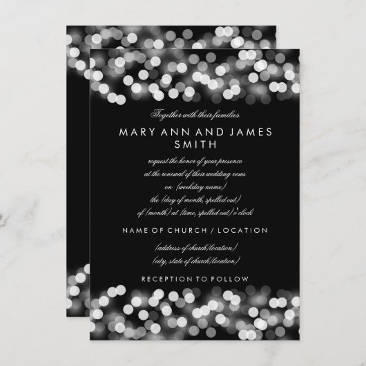 Invitation Mariage élégant Renouveau Vow Renouveau Silver Hol (Devant / Derrière)