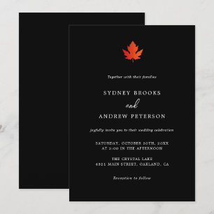 Invitation Mariage Élégant Romantique Noir d'Automne