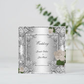 Invitation Mariage Élégant Rose Argent Blanc 2 (Debout devant)