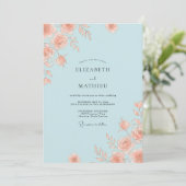 Invitation Mariage Élégant Rose Bleu Clair (Debout devant)